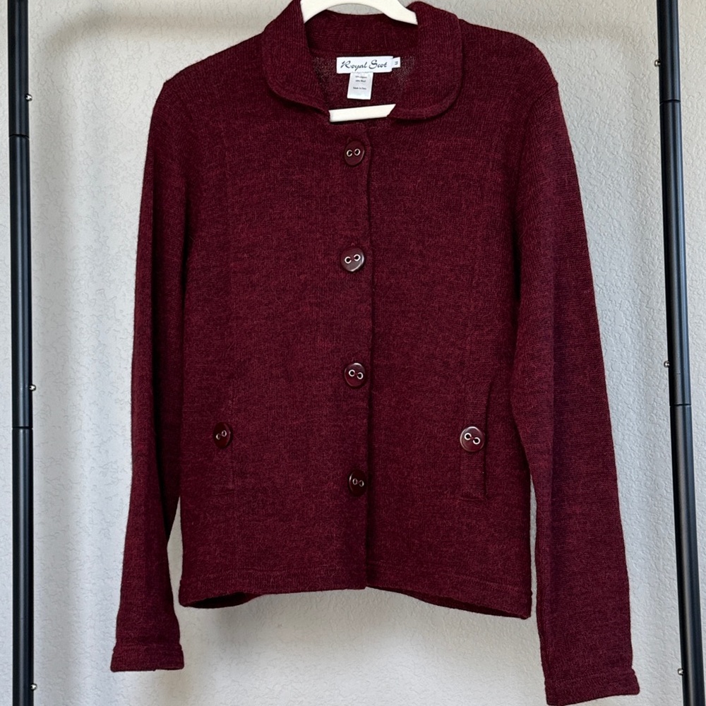 Pure Alpaca/ Wool - Women's Burgundy Cardigan Sweater